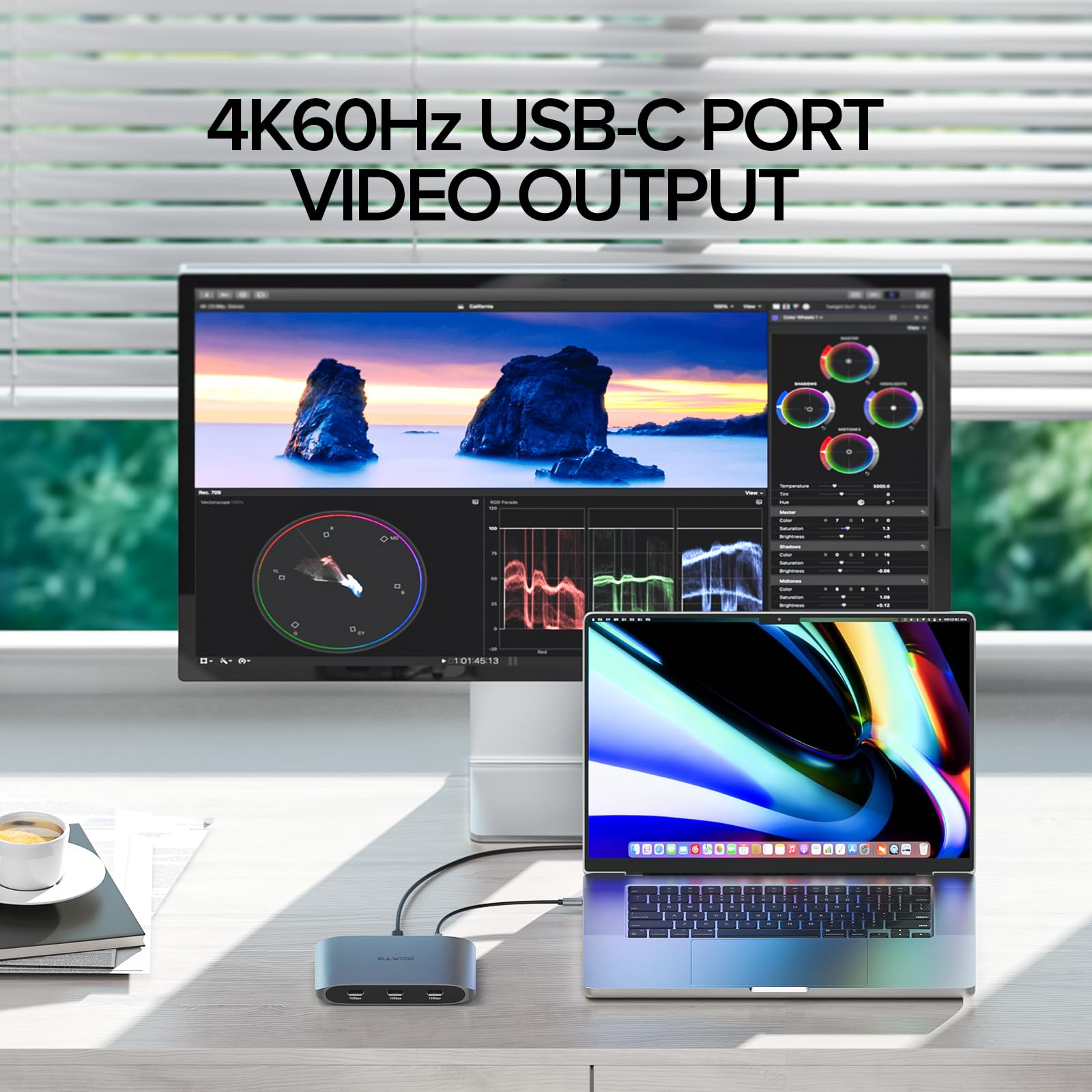 PULWTOP USB Cドッキングステーション4Kデュアルモニター PULWTOP Laptop Docking Station, USB C Docking Station Dual
